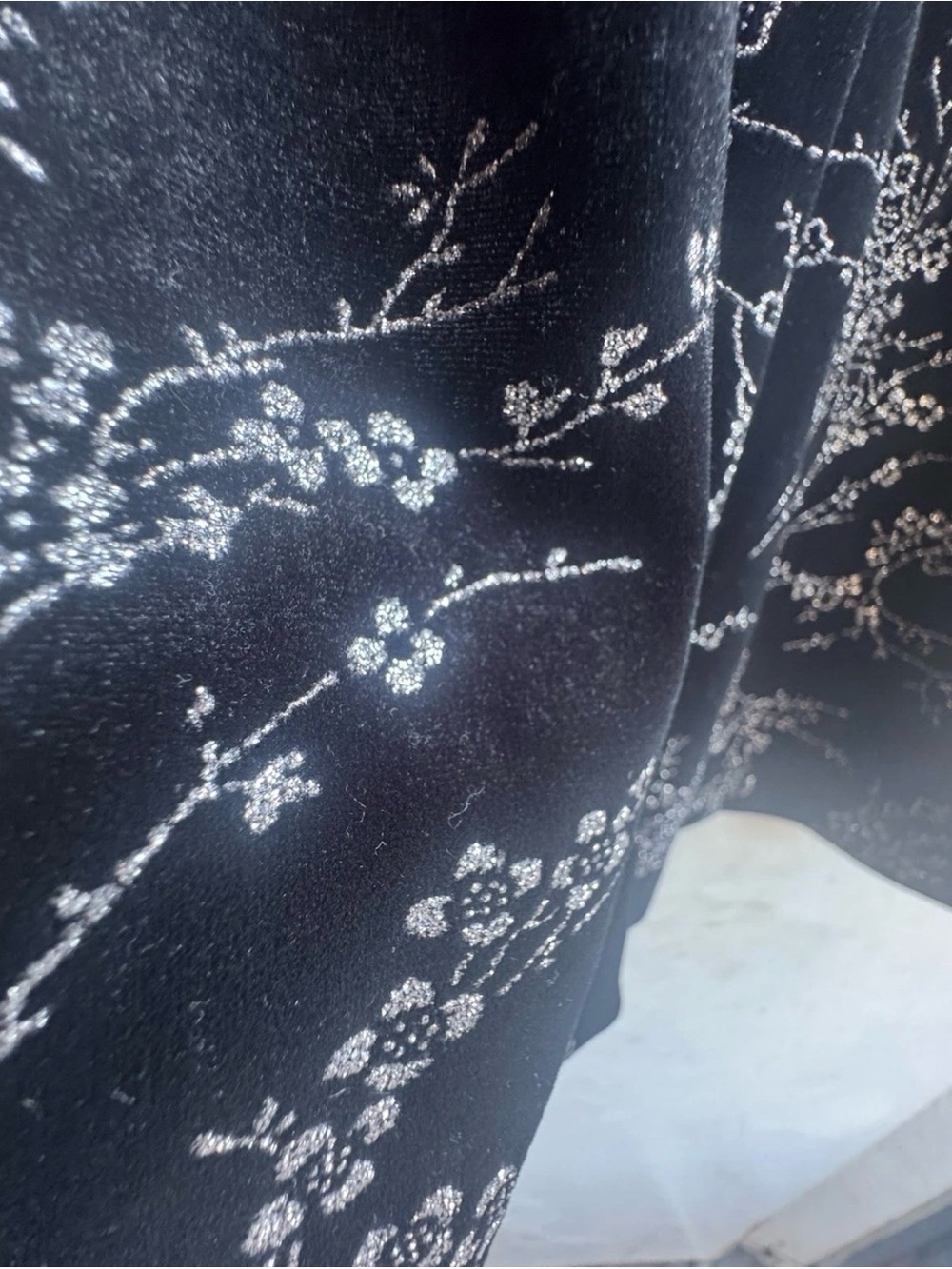 Rare Vintage R&M Richards Velvet Jacket Black Floral Glitter Made in USA Size 14 - Picture 6 of 15